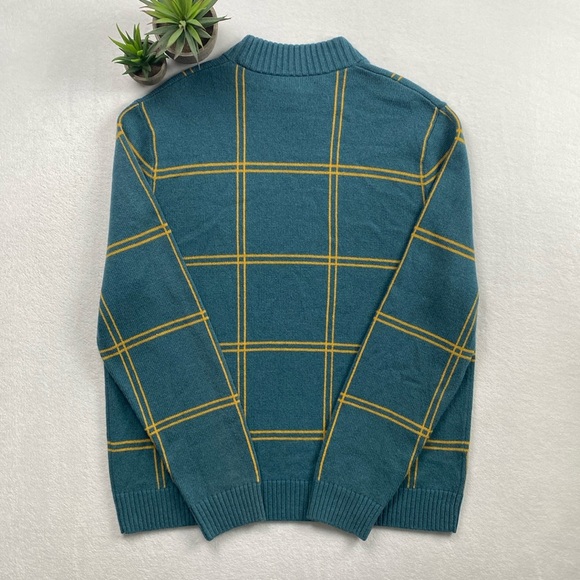 Original Penguin Windowpane Mock Neck Wool Blend Yarn Knit LS Pullover Sweater - Picture 2 of 14